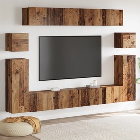 vidaXL Conjunto de móvel de TV com prateleira 8 pcs Madeira Antiga