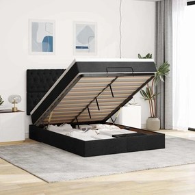 vidaXL Estrutura de cama otomana com colchão 140x200 cm tecido preto
