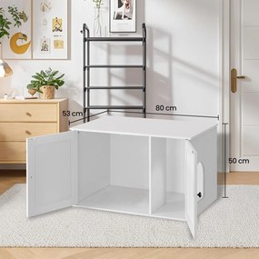 Armário para a Caixa de areia para gatos com divisória amovível 80 x 53 x 50 cm Branco