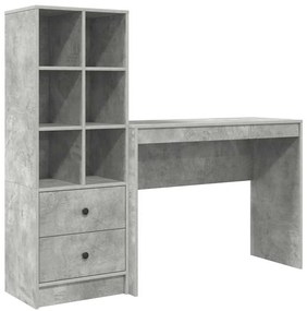 Mesa com Armazenamento Cinza Betão Madeira de Engenharia