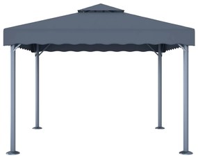 Gazebo com cordões de luzes LED 300x300 cm alumínio antracite