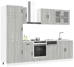 vidaXL 8 peças armário de cozinha conjunto Kalmar cinza sonoma