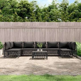 vidaXL 8 pcs conjunto lounge de jardim com almofadões aço antracite