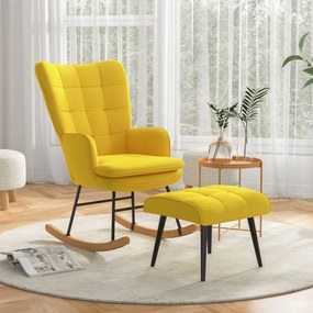 Poltrona Baloiço com Apoio para os Pés Poltrona Relax com Almofada Acolchoada e Anti-Tombo 64x89x90 cm Amarelo