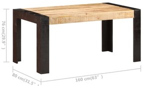 Mesa de jantar 160x80x76 cm madeira mangueira maciça