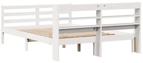 Estrutura de cama c/ cabeceira 150x200 cm pinho maciço branco
