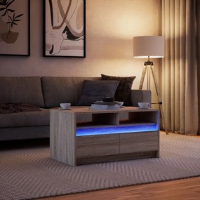 Mesa de centro c/ luzes LED derivados madeira carvalho sonoma