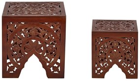 Conjunto de 2 mesas de apoio em madeira escura SHUKUR Beliani