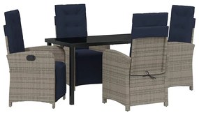 Conjunto de Jantar de Jardim com 5 Peças em Rattan Sintético Cinza