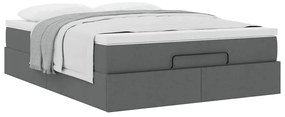 Estrutura de cama otomana com colchão 140x190cm cinzento escuro