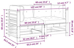 Sofás de canto com almofadões 2 pcs madeira de douglas maciça