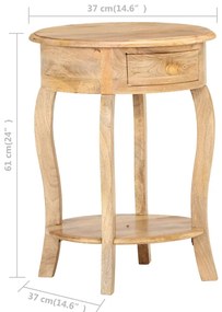 Mesa de apoio 37x37x61 cm madeira de mangueira maciça