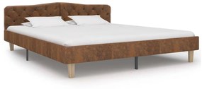 Estrutura de cama 180x200 cm camurça artificial castanho