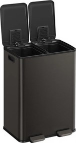 Caixote do lixo de cozinha 47,6 x 37,7 x 66,9 cm com dois compartimentos e tampa de fecho suave em aço cinza ardósia