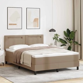 vidaXL Cama Box com Colchão em Cappuccino - 140 x 200 cm, Couro Sintético.