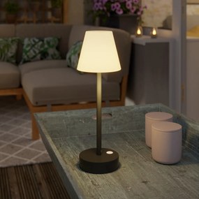 Candeeiro de mesa cinzento escuro com LED recarregável com dimmer tátil - Renata Design