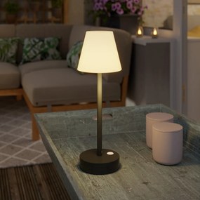 Candeeiro de mesa cinza escuro incluindo LED recarregável com dimmer de toque - Renata Design