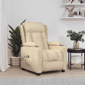 vidaXL Poltrona reclinável elétrica tecido cor creme