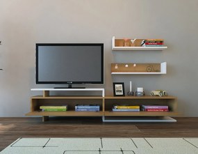 Unidade de TV Ayaz – Branco e Teca – 180x40x37,4 cm