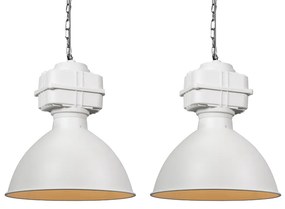 Conjunto de 2 lâmpadas industriais suspensas pequenas branco mate - Sicko Industrial