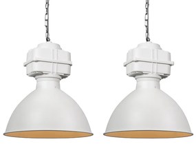 Conjunto de 2 Pendentes Industriais Pequenos Branco Fosco - Sicko Industrial
