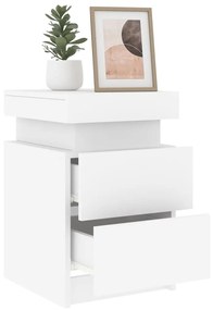 Mesa de cabeceira com luzes LED 35x39x55 cm branco