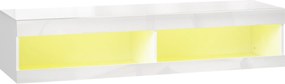 HOMCOM armário de TV, lowboard de TV suspenso com iluminação LED RGB em 16 cores, suporte para TV com armazenamento aberto, para TVs de 140-152 cm, para sala de estar, quarto, 140 x 40 x 30 cm, Branco alto brilho | Aosom Portugal