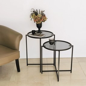 Mesa de Apoio S412F - Preto - 50x60x50 cm e 50x50x50 cm