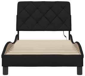 Estrutura de cama com LED sem colchão 90x200 cm tecido preto