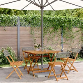 vidaXL 5 pcs conjunto de jantar p/ jardim vime PE/madeira maciça preto
