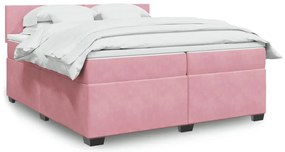Cama com molas/colchão 200x200 cm veludo rosa