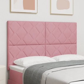 Cabeceira Rosa com Design de Blocos de Diamante 160 cm Veludo