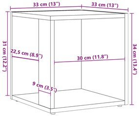 Mesa de apoio 33x33x34 cm derivados madeira carvalho artisiano