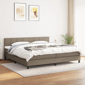 vidaXL Cama com molas/colchão 200x200 cm tecido castanho-acinzentado