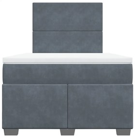 Cama boxspring com colchão 120x200 cm veludo cinzento-escuro