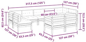 9pcs conj. sofás jardim c/ almofadões pinho maciço castanho mel