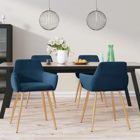 vidaXL Cadeiras de jantar 4 pcs veludo azul