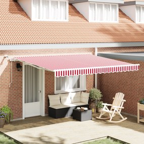vidaXL Toldo Retrátil Automático com Faixa LED Vermelha e Branca 400x300 cm