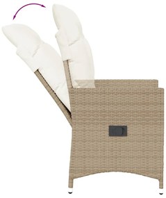 3 pcs conjunto bistrô com almofadões vime PE bege