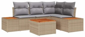 Conjunto de Sofá de Jardim de 5 Peças com Almofadas Beje em Rattan Sin