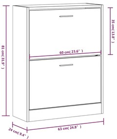 Sapateira 63x24x81 cm derivados de madeira sonoma cinza