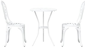 Conjunto de Bistrô de Jardim 3 Peças vidaXL Alumínio Fundido Branco