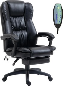 Cadeira de Escritório e Giratória Cadeira de Escritório com Altura Ajustável 6 Pontos de Massagem Controle Remoto e Apoio para os Pés Retrátil 68,5x68