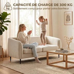 Sofá de 2 lugares em veludo, sofá de sala moderno de 160 cm, assento largo estofado, almofada espessa com molas, bege