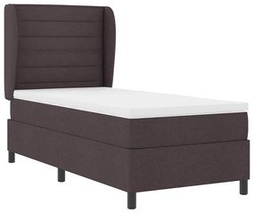 Cama com estrado e colchão castanho escuro 80x200 cm, tecido.