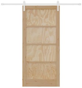Porta Deslizante vidaXL com Conjunto de Ferragens 93x202 cm Madeira Ma