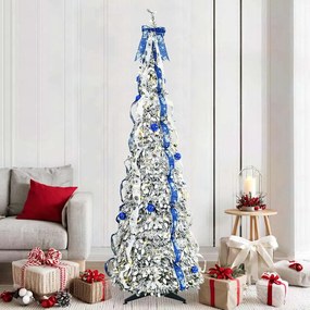 vidaXL Árvore de Natal Artificial com 200 LEDs Branco 210 cm PVC
