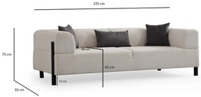 Sofá de 3 Lugares Gio – Branco – 225 cm x 93 cm x 75 cm