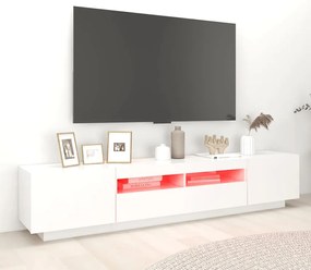 Móvel de TV com luzes LED 200x35x40 cm branco