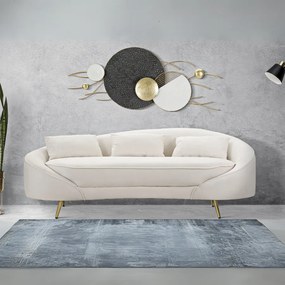 SOFÁ DE 3 LUGARES COM ALMOFADAS 185X84X68 CM CREME E DOURADO